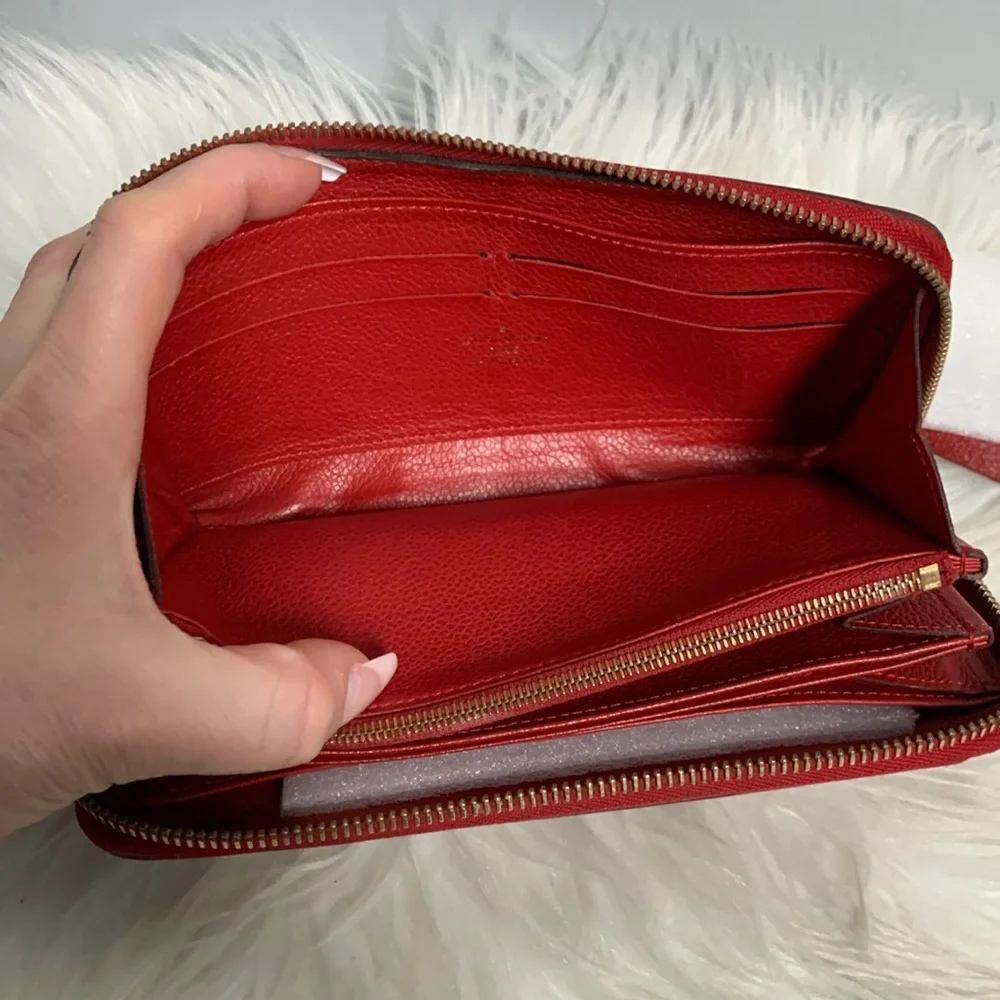 2015 authentic Louis Vuitton red empreinte leather zippy